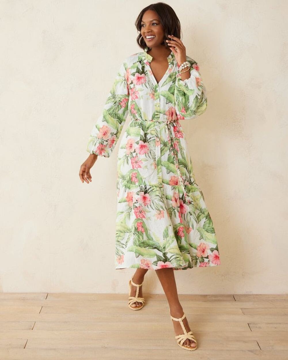 Tommy Bahama Daybreak Hibiscus floral midi dress